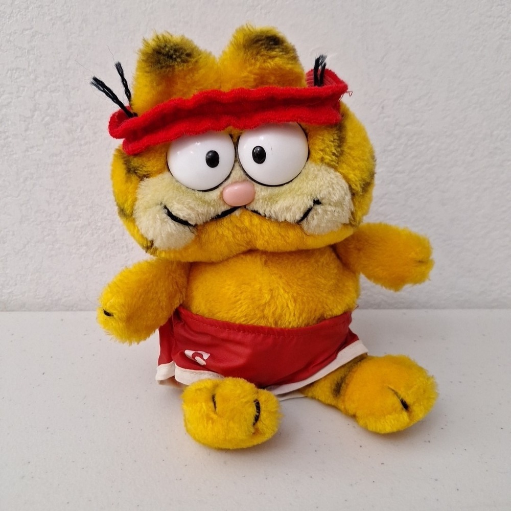 Vintage 1981 DAKIN Garfield *BEAN BAG* Plush Jogger Arm Chair Athlete 10"